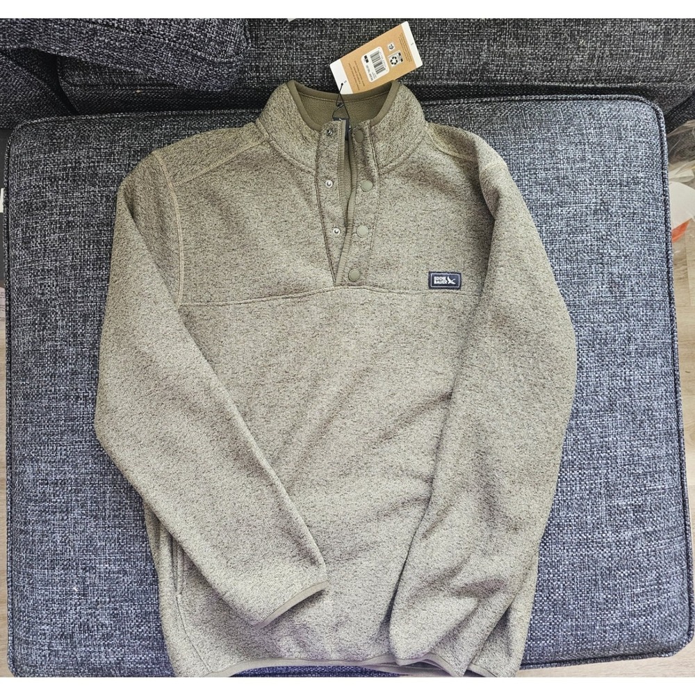 Eddie Bauer Sweater Fleece Mens Small Green NWT Snap Mock Neck Pullover EB008606